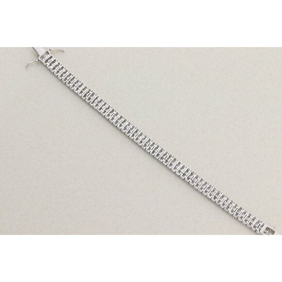 Sterling Silver Double Row Sparkly Cubic Zirconia Tennis Bracelet Silpada 7 1/4" - Picture 3 of 7